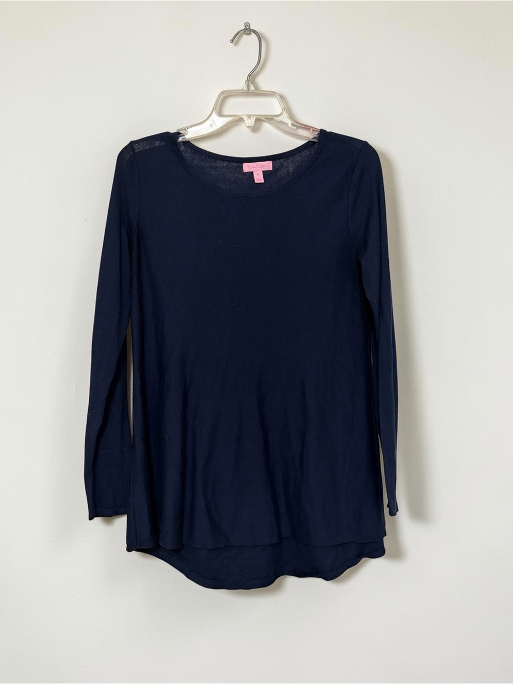 Lilly Pulitzer Medium Navy Blue Coolmax High Low Tunic Sweater Long Sleeve